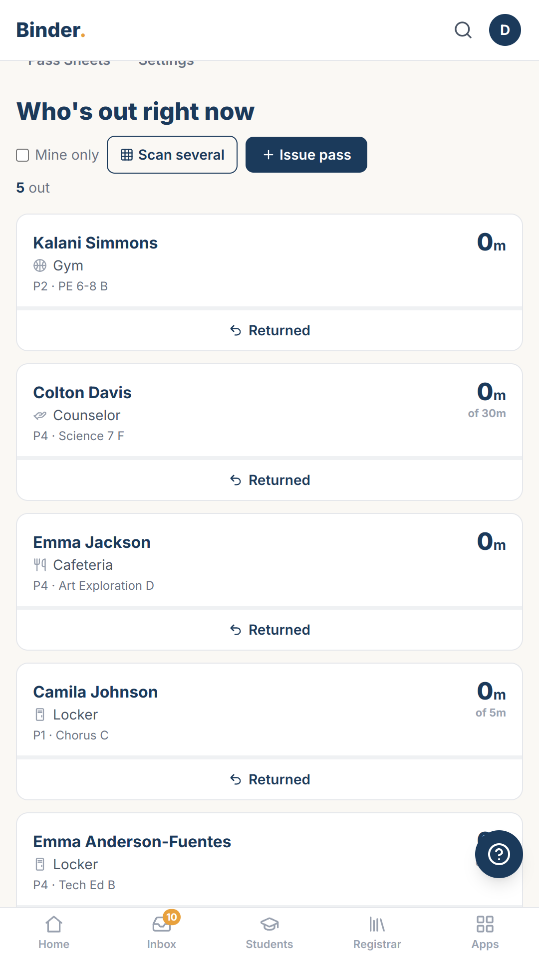 Know who's out of class right now — without handing a kid a Chromebook.