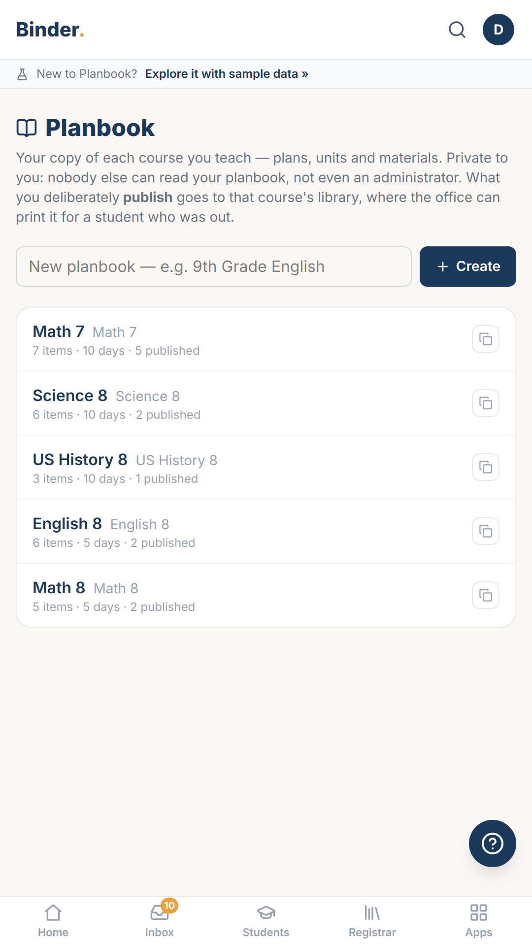 Nobody can read anything in your planbook—not even your principal—until you share it.